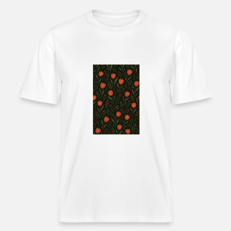 Tulpen Muster -  RELAXED FIT Unisex Organic T-Shirt - Weiß
