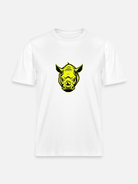 Rhino Head Portrait Icon - RELAXED FIT Unisex Organic T-Shirt - white