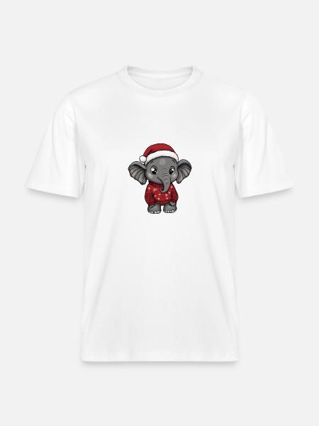Elephant Christmas Comic - RELAXED FIT Unisex Organic T-Shirt - white