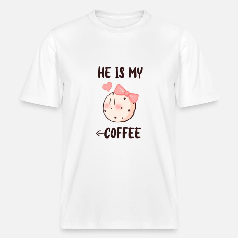 C’est mon café -  T-shirt unisexe RELAXED FIT en coton bio - blanc
