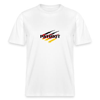 Patriot Deutsche Flagge -  RELAXED FIT Unisex Organic T-Shirt - Weiß - Vorne - Alina (178cm) & Michal (187cm)