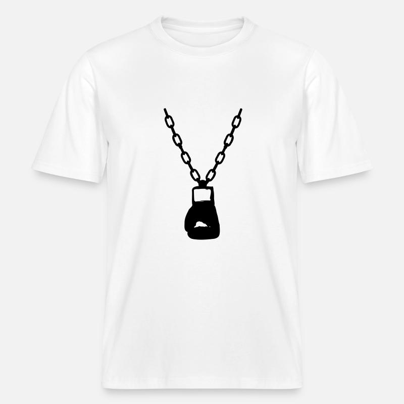 Boxhandschuh Kette -  RELAXED FIT Unisex Organic T-Shirt - Weiß