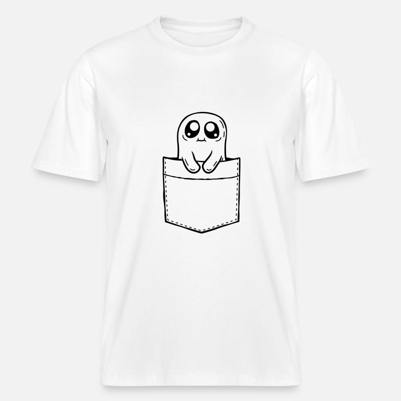 Geist mitnehmen Brusttasche Comic - RELAXED FIT Unisex Organic T-Shirt - Weiß