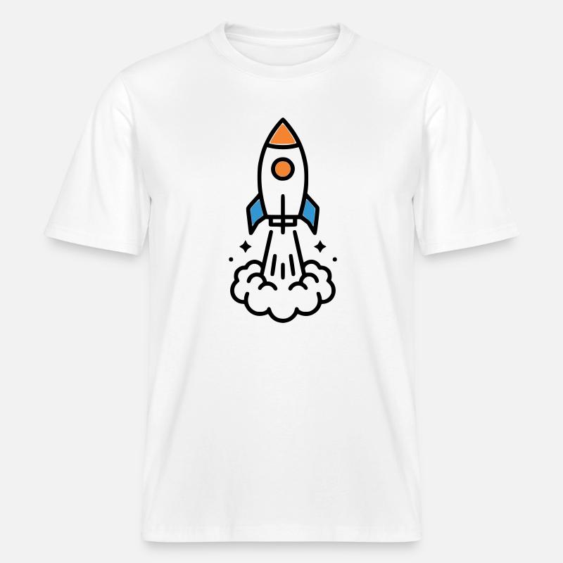 Comic spatial Rocket Launch -  T-shirt unisexe RELAXED FIT en coton bio - blanc