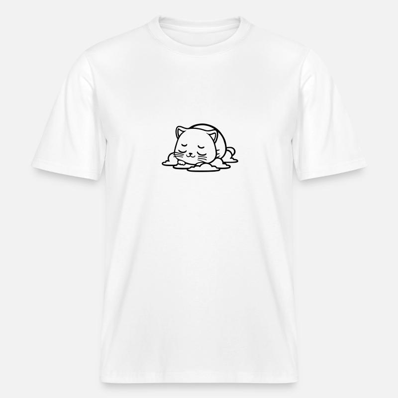 petit chat qui dort -  T-shirt unisexe RELAXED FIT en coton bio - blanc