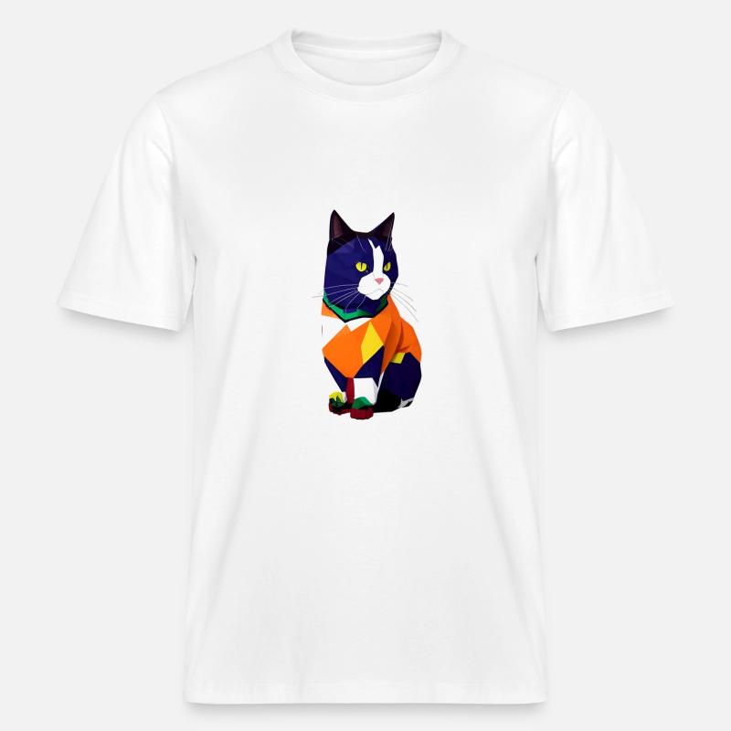Le chat dans le pull -  T-shirt unisexe RELAXED FIT en coton bio - blanc