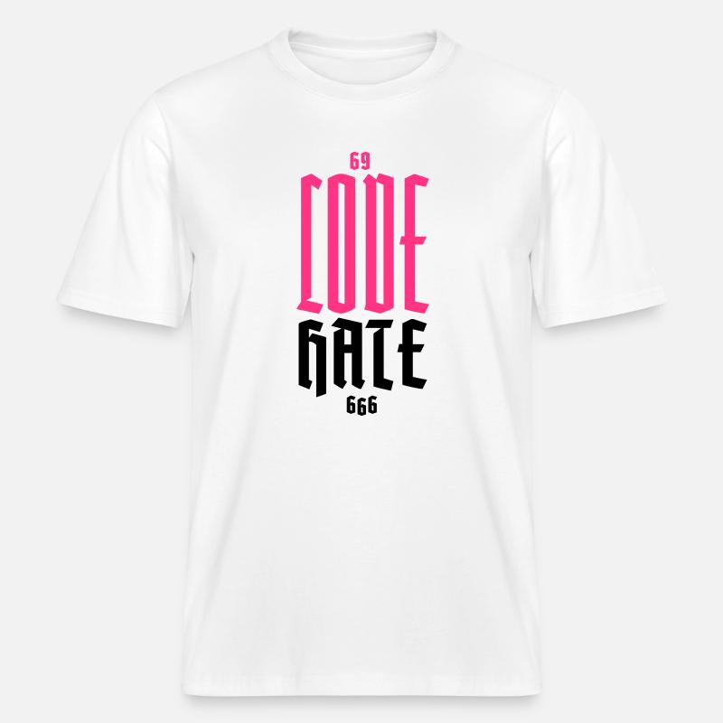 Gothic Neon CODE Vertikal -  RELAXED FIT Unisex Organic T-Shirt - Weiß