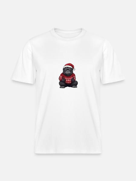 Gorilla Christmas Comic - RELAXED FIT Unisex Organic T-Shirt - white