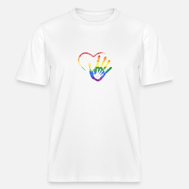 RAINBOW MAIN DANS LA MAIN -  T-shirt unisexe RELAXED FIT en coton bio - blanc