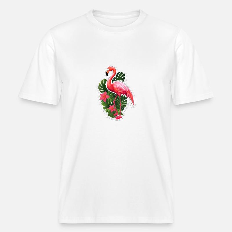 Flamant -  T-shirt unisexe RELAXED FIT en coton bio - blanc