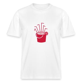 Alkohol -  RELAXED FIT Unisex Organic T-Shirt - Weiß - Vorne - Alina (178cm) & Michal (187cm)