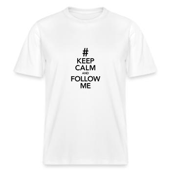 Keep Calm And Follow Me -  T-shirt unisexe RELAXED FIT en coton bio - blanc - Devant - Alina (178cm) & Michal (187cm)