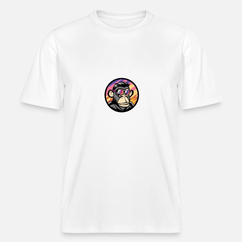 Monkey Comic Cool Summer - RELAXED FIT Unisex Organic T-Shirt - white
