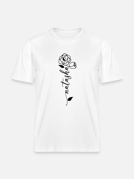 Natasha Surname First Name Name Flower -  RELAXED FIT Unisex Organic T-Shirt - white