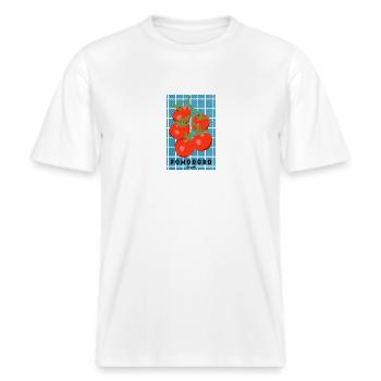 Tomato Girl Summer -  RELAXED FIT Unisex Organic T-Shirt - Weiß - Vorne - Alina (178cm) & Michal (187cm)