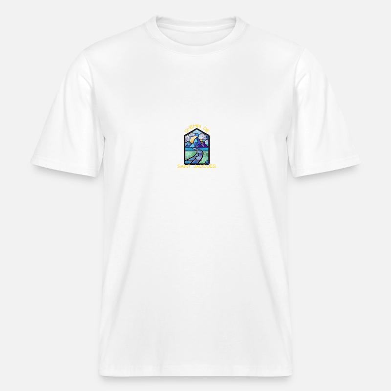 Chemin de St jacques vitrail -  T-shirt unisexe RELAXED FIT en coton bio - blanc
