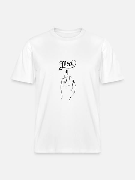 Mrs Ringfinger Ring Verlobung Hochzeit - RELAXED FIT Unisex Organic T-Shirt - Weiß