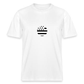 Bretagne rond -  T-shirt unisexe RELAXED FIT en coton bio - blanc - Devant - Alina (178cm) & Michal (187cm)