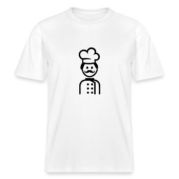 Koch -  RELAXED FIT Unisex Organic T-Shirt - Weiß - Vorne - Alina (178cm) & Michal (187cm)