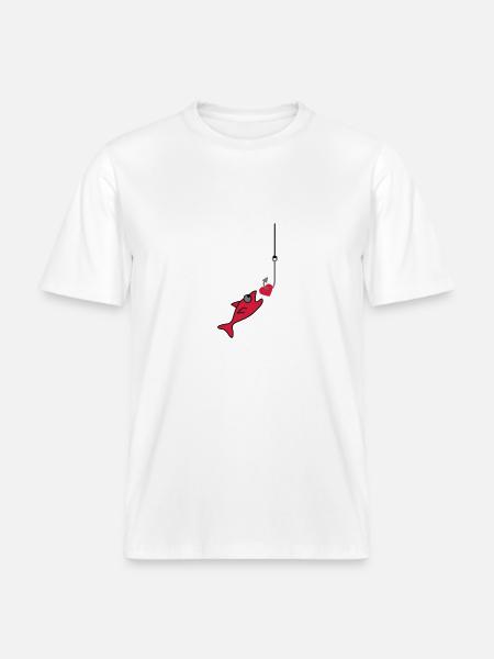 Fishing With Heart -  RELAXED FIT Unisex Organic T-Shirt - white