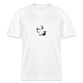 funny face -  RELAXED FIT Unisex Organic T-Shirt - white - Front - Alina (178cm) & Michal (187cm)