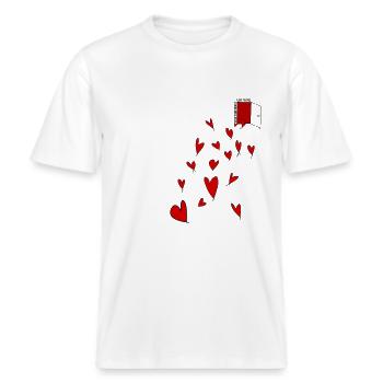 Open your Heart -  RELAXED FIT Unisex Organic T-Shirt - Weiß - Vorne - Alina (178cm) & Michal (187cm)