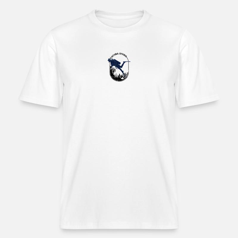 Conception de la silhouette du plongeur - T-shirt unisexe RELAXED FIT en coton bio - blanc