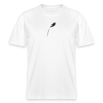 Bleistift-Design, schwarz-weiß -  RELAXED FIT Unisex Organic T-Shirt - Weiß - Vorne - Alina (178cm) & Michal (187cm)