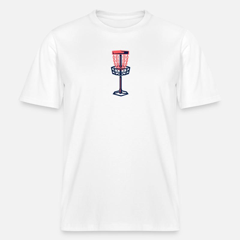 Disc Golf Basket Disc Disc Target -  T-shirt unisexe RELAXED FIT en coton bio - blanc