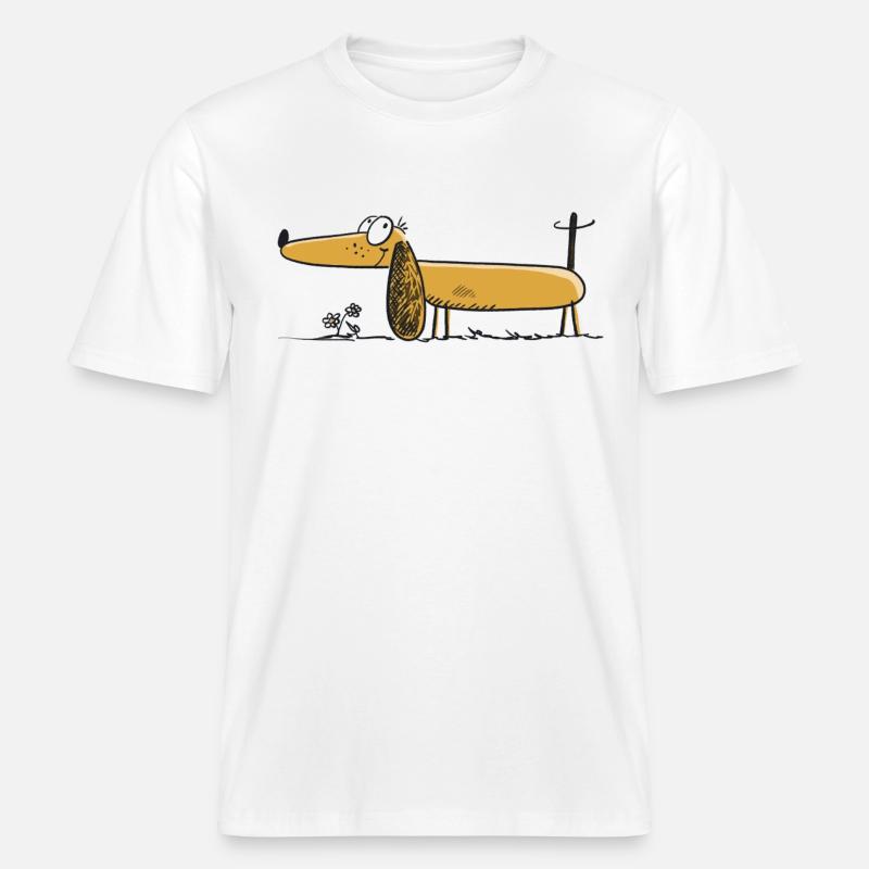 Teckel drôle - Teckel - Teckel - Comic - T-shirt unisexe RELAXED FIT en coton bio - blanc
