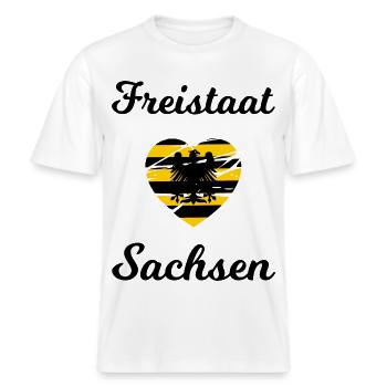 Freistaat Sachsen -  RELAXED FIT Unisex Organic T-Shirt - Weiß - Vorne - Alina (178cm) & Michal (187cm)