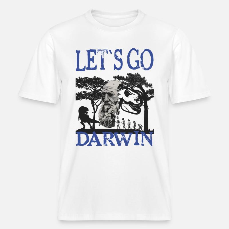 Charles Darwin Evolution textile gift idea -  RELAXED FIT Unisex Organic T-Shirt - white