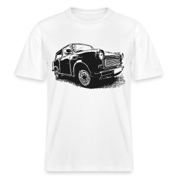  - Trabbi -  RELAXED FIT Unisex Organic T-Shirt - Weiß - Vorne - Alina (178cm) & Michal (187cm)
