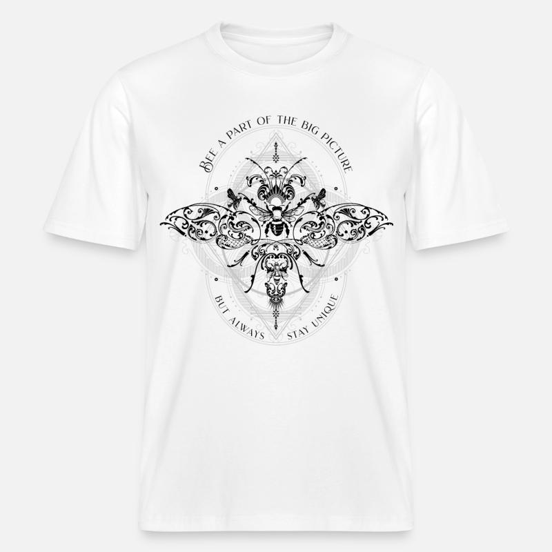 Bee Psychedelic Geometry Pattern cool dicton -  T-shirt unisexe RELAXED FIT en coton bio - blanc