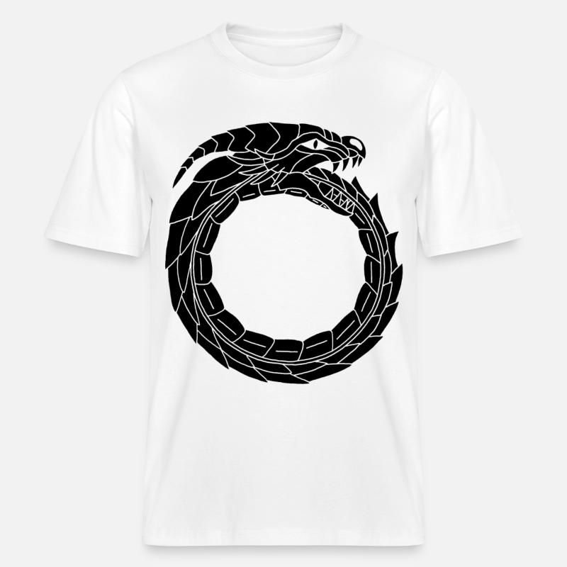 Dragon noir dévoreur -  T-shirt unisexe RELAXED FIT en coton bio - blanc