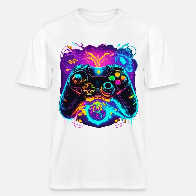 Power Graffiti Gaming Controller -  T-shirt unisexe RELAXED FIT en coton bio - blanc