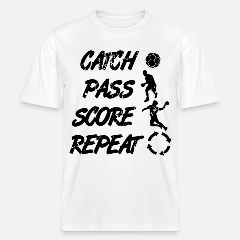 Attraper, passer, répéter, points -  T-shirt unisexe RELAXED FIT en coton bio - blanc