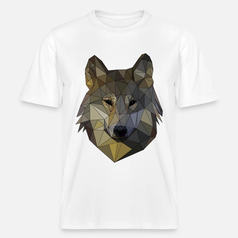 Polygon Wolf Triangular Mosaic Shapes Polyart -  RELAXED FIT Unisex Organic T-Shirt - white