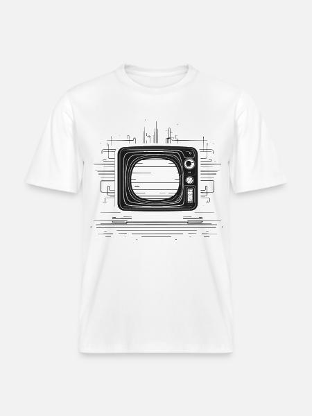 Retro TV Drawing -  RELAXED FIT Unisex Organic T-Shirt - white