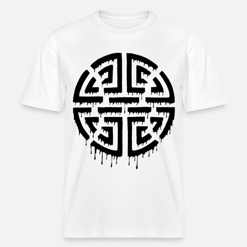 Graffiti eines schwarzen Labyrinths -  RELAXED FIT Unisex Organic T-Shirt - Weiß