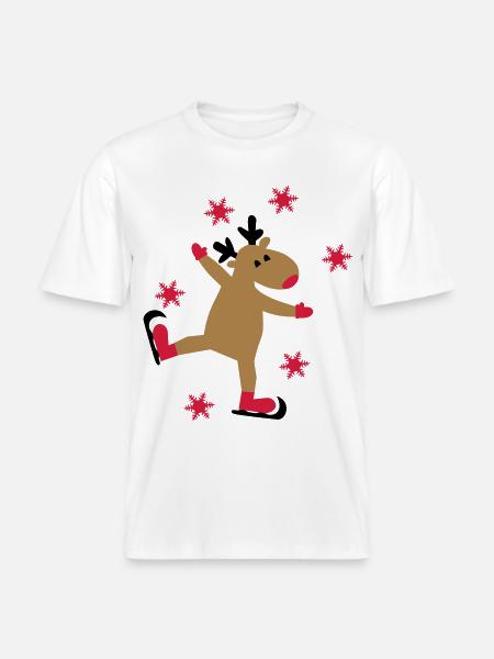 Funny moose for Christmas -  RELAXED FIT Unisex Organic T-Shirt - white