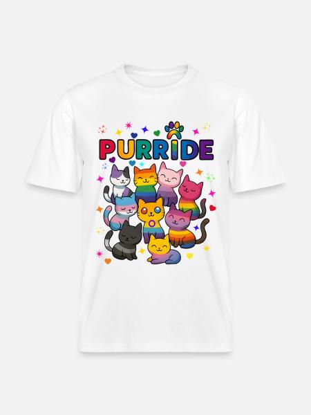 Purride LGBT Cats -  RELAXED FIT Unisex Organic T-Shirt - white