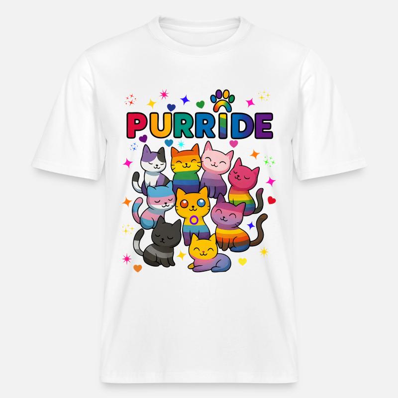 Purride LGBT Katzen -  RELAXED FIT Unisex Organic T-Shirt - Weiß