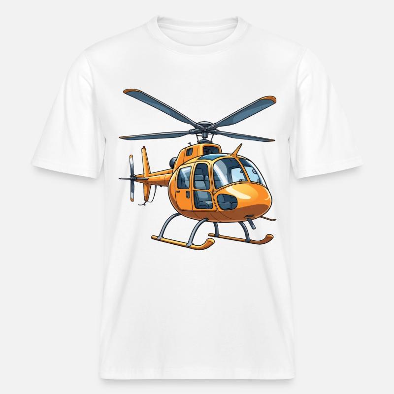 Conception graphique de bande dessinée d'hélicoptère -  T-shirt unisexe RELAXED FIT en coton bio - blanc