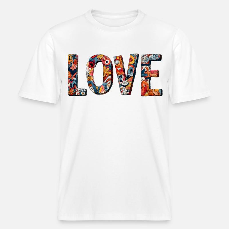 Conception créative de graffitis LOVE -  T-shirt unisexe RELAXED FIT en coton bio - blanc