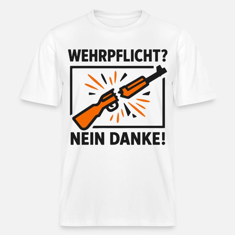 Conscription non merci – Objection de conscience -  T-shirt unisexe RELAXED FIT en coton bio - blanc
