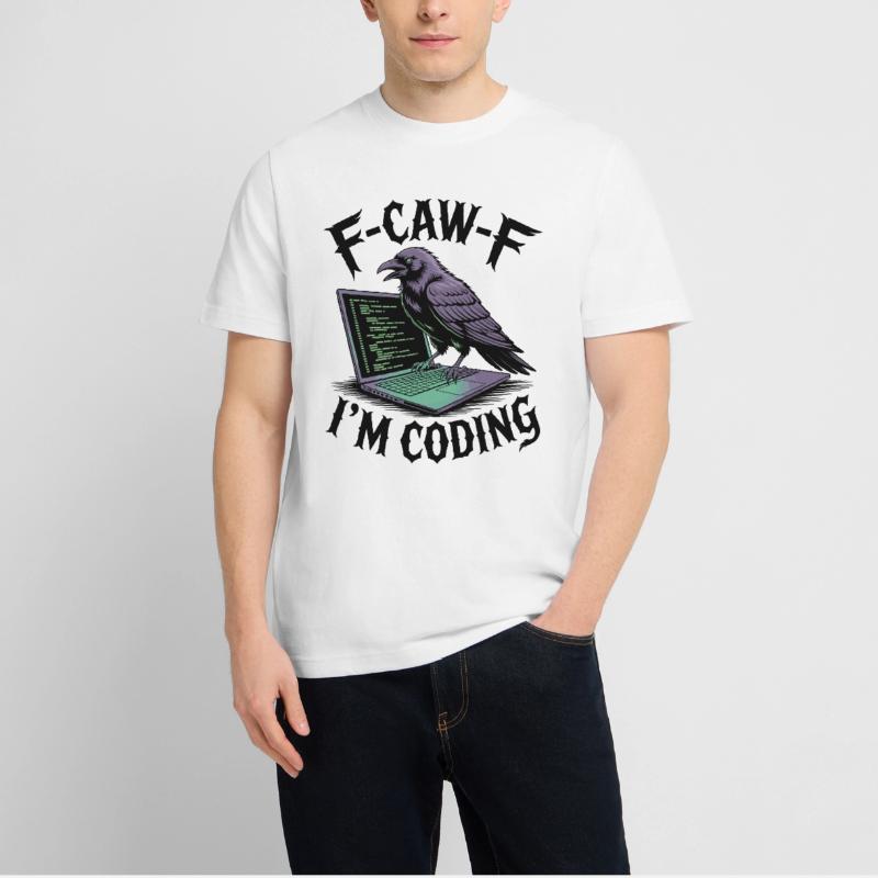 RabenCoder : Code Raven sur l’ordinateur portable  T-shirt unisexe RELAXED FIT en coton bio