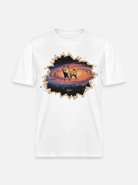 Shiba Kosmos Wow - RELAXED FIT Unisex Organic T-Shirt - white