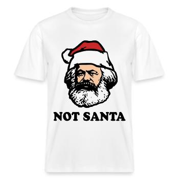 Karl Marx | Not Santa | Weihnachtsmann -  RELAXED FIT Unisex Organic T-Shirt - Weiß - Vorne - Alina (178cm) & Michal (187cm)