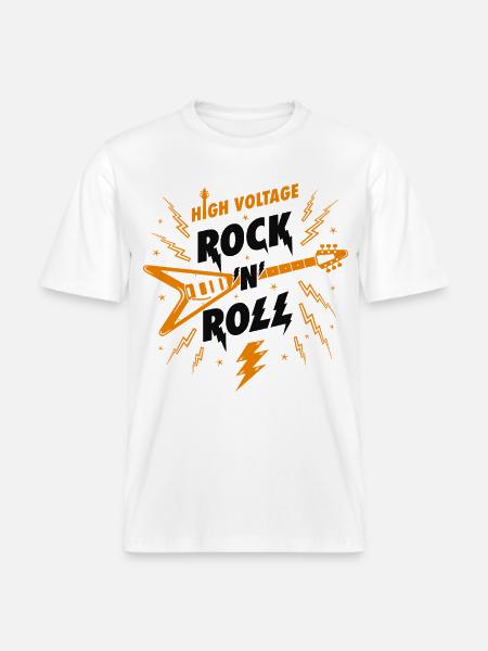 Hochspannungs-Rock'n'Roll-Gitarre -  RELAXED FIT Unisex Organic T-Shirt - Weiß
